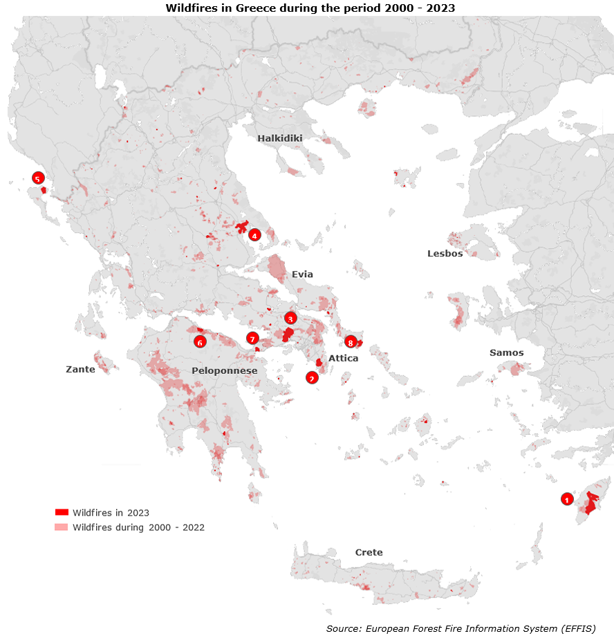 Wildfires in Greece 2020 - 2023