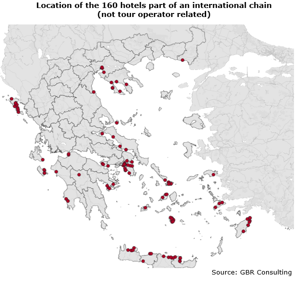 Location of 160 hotels part of an international chain
